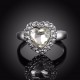 Platinum Heart Crystal Full Rhinestone Wedding Ring Gift for Women