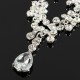 Silver Plated Crystal Necklacee Earrings Bridal Jewelry Set Wedding