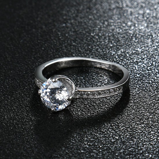 Sweet Silver Full Zircon Ring  Elegant Weeding Ring for Women Gift