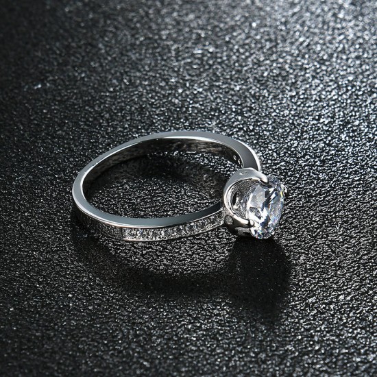 Sweet Silver Full Zircon Ring  Elegant Weeding Ring for Women Gift