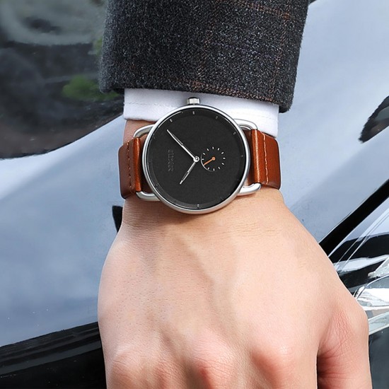 BAOGELA 1806 Ultra Thin Dial Case Men Wrist Watch Business Style Genuine Leather Quartz Watch