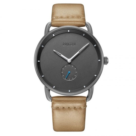 BAOGELA 1806 Ultra Thin Dial Case Men Wrist Watch Business Style Genuine Leather Quartz Watch