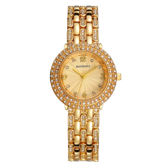 BAOSAILI B-8111 Diamond Ladies Bracelet Watch Fashionable Stainless Steel Strap Quartz Watch