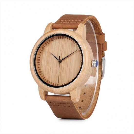 BOBO BIRD C-A15 Unisex Wrist Watch Casual Style Leather Strap Wood Quartz Watch