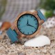 BOBO BIRD C28 Casual Style Wooden Watch Blue Genuine Leather Strap Quartz Watch