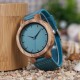 BOBO BIRD C28 Casual Style Wooden Watch Blue Genuine Leather Strap Quartz Watch