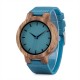 BOBO BIRD C28 Casual Style Wooden Watch Blue Genuine Leather Strap Quartz Watch