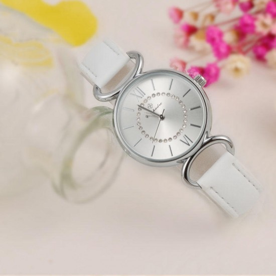 COMPADRE 3003L Life Waterproof Leather Band Women Watch Fashionable Casual Style Quartz Watch