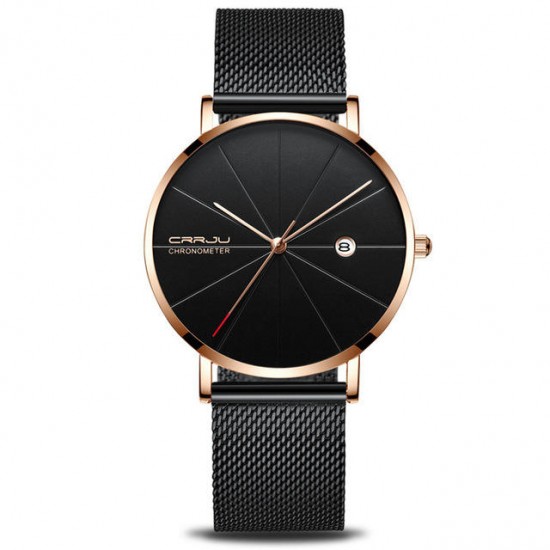 CRRJU 2216 Business Style Men Wrist Watch Date Display Analog Full Steel Quartz Watch