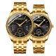 CHENXI CX-069A Gold Case Full Steel Couple Watch Waterproof Date Display Quartz Wrist Watch