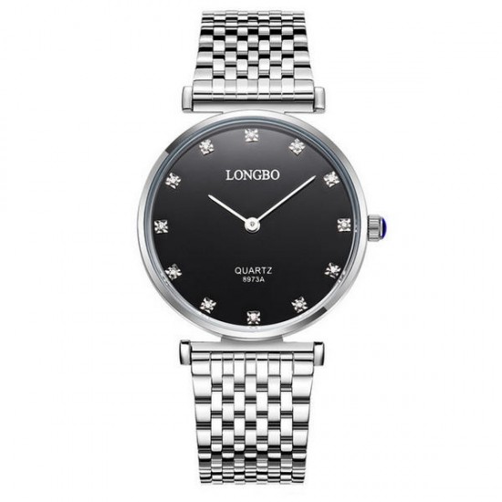 LONGBO 8973 Diamonds Casual Style Couple Watches Stainless Steel Strap Quartz Watch