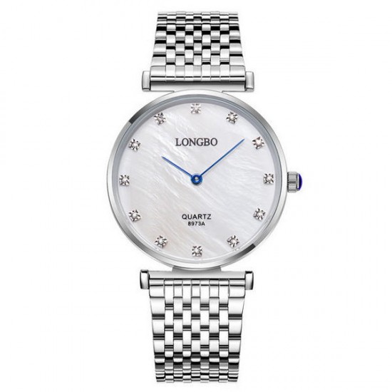 LONGBO 8973 Diamonds Casual Style Couple Watches Stainless Steel Strap Quartz Watch