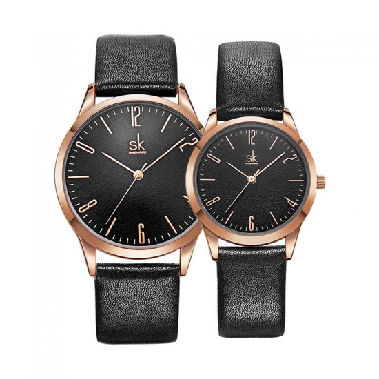 SHENGKE SK K9003 Couple Leather Simple Dial Elegant Ultra-thin Case Men Women Quartz Watch SHENGKE SK K9003 Couple Leather Simple Dial Elegant Ultra-thin Case Men Women Quartz Watch