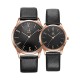 SHENGKE SK K9003 Couple Leather Simple Dial Elegant Ultra-thin Case Men Women Quartz Watch