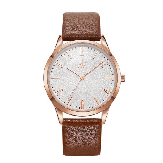 SHENGKE SK K9003 Couple Leather Simple Dial Elegant Ultra-thin Case Men Women Quartz Watch SHENGKE SK K9003 Couple Leather Simple Dial Elegant Ultra-thin Case Men Women Quartz Watch