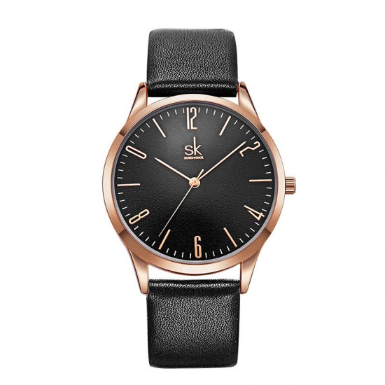 SHENGKE SK K9003 Couple Leather Simple Dial Elegant Ultra-thin Case Men Women Quartz Watch SHENGKE SK K9003 Couple Leather Simple Dial Elegant Ultra-thin Case Men Women Quartz Watch