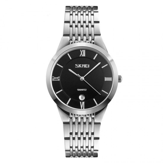 SKMEI 9139 Casual Style Calendar Men Women Wrist Watch Leather Strap Couple Watches