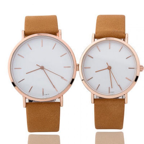 Simple Design Couple Wrist Watch Women Men Thin Strap Quartz Movement Watches