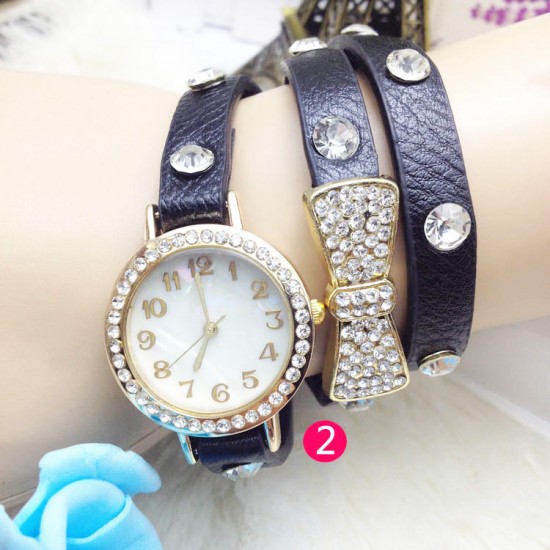 Butterfly Knot Rhinestone Long Strap Women Bracelet Watch