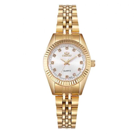 CHENXI 004A Golden Rhinestone Casual Ladies Wrist Watch Stainless Steel Strap Quartz Watches