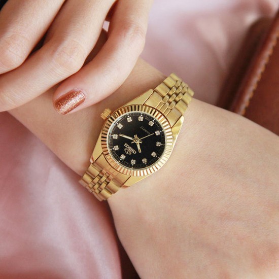 CHENXI 004A Golden Rhinestone Casual Ladies Wrist Watch Stainless Steel Strap Quartz Watches