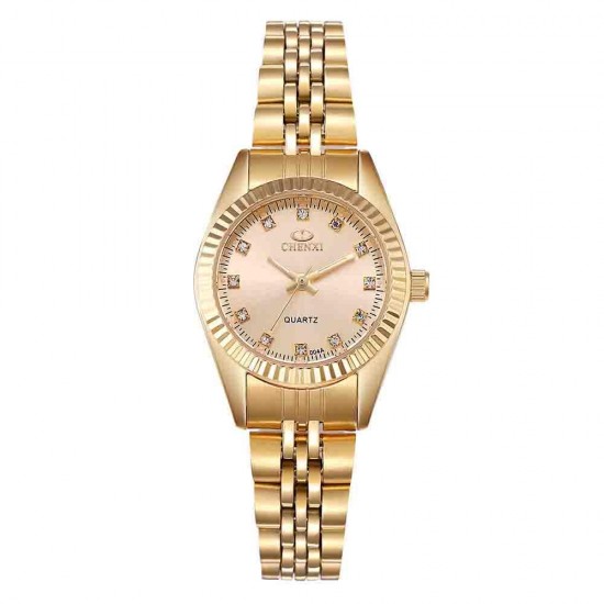 CHENXI 004A Golden Rhinestone Casual Ladies Wrist Watch Stainless Steel Strap Quartz Watches