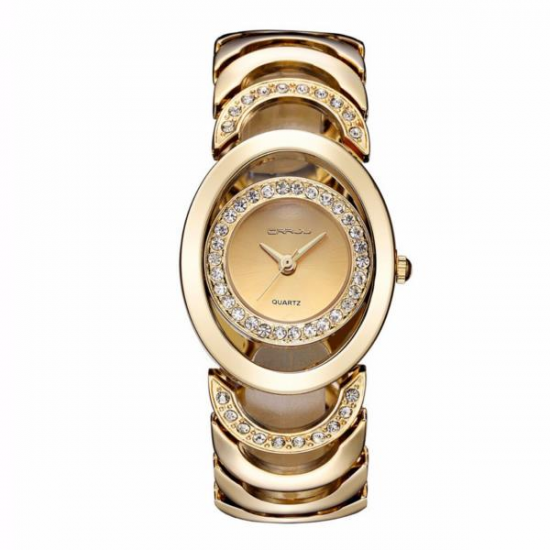 CRRJU 2201 Luxury Women Quartz Bracelet Watch Fashion Rhinestones Ladies Dress Watch