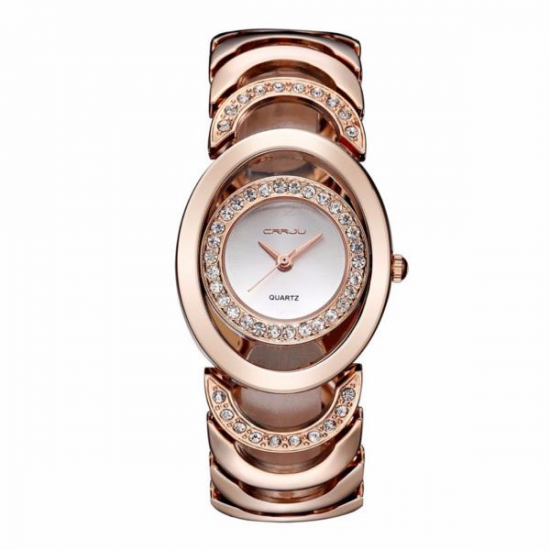 CRRJU 2201 Luxury Women Quartz Bracelet Watch Fashion Rhinestones Ladies Dress Watch