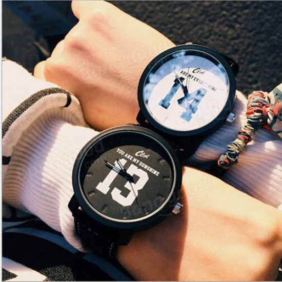 Casual Big Dial PU Leather Band Unisex Analog Watch