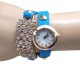 Casual Crystal Rivets Bracelet PU Leather Band Wrist Watch