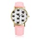 Casual Cute Cats Wear Glassess PU Leather Band Quartz Women Wrist Watch