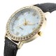 Casual Fashion Crystal PU Leather Band Women Analog Quartz Wrist Watch