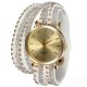 Casual Rivet Crystal Wrap Strap Analog Women Bracelet Watch