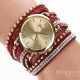 Casual Rivet Crystal Wrap Strap Analog Women Bracelet Watch