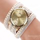 Casual Rivet Crystal Wrap Strap Analog Women Bracelet Watch