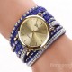 Casual Rivet Crystal Wrap Strap Analog Women Bracelet Watch