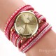 Casual Rivet Crystal Wrap Strap Analog Women Bracelet Watch