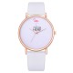 Casual Style Women Wrist Watch Rose Gold Case Leather Strap Quartz Watch