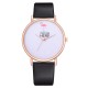 Casual Style Women Wrist Watch Rose Gold Case Leather Strap Quartz Watch