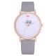 Casual Style Women Wrist Watch Rose Gold Case Leather Strap Quartz Watch