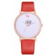 Casual Style Women Wrist Watch Rose Gold Case Leather Strap Quartz Watch