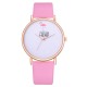 Casual Style Women Wrist Watch Rose Gold Case Leather Strap Quartz Watch