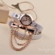 Casual Women Rhinestone Chain Leather Band Wrist Watch