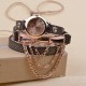 Casual Women Rhinestone Chain Leather Band Wrist Watch