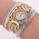 DUOYA Fine Leather Band Winding Crystal Ladies Bracelet Watch Elegant Women Analog Quartz Watches