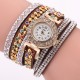 DUOYA Fine Leather Band Winding Crystal Ladies Bracelet Watch Elegant Women Analog Quartz Watches