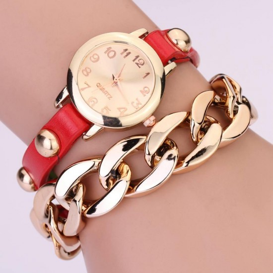 Deffrun Retro Style Women Bracelet Watch Gold Case Tourism Quartz Watches