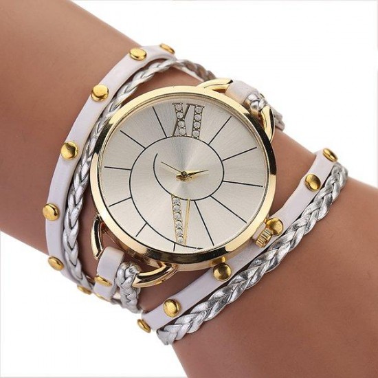 Fashion Big Dial Women Ladies Bracelet Watch With Weaving Hand Rope Watch Starp
