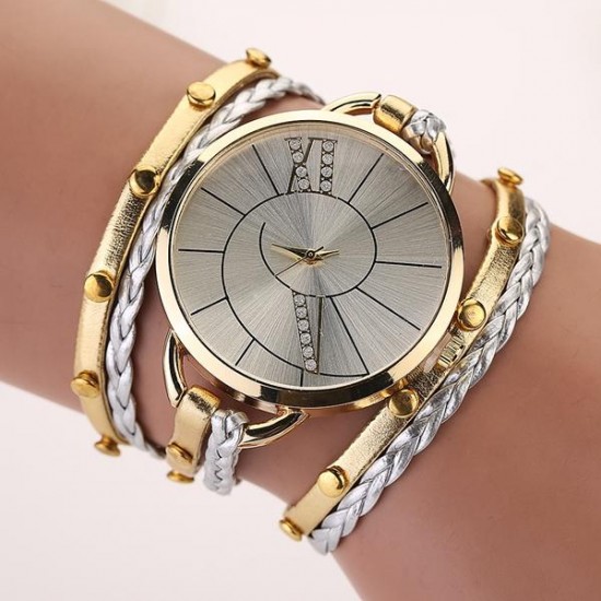 Fashion Big Dial Women Ladies Bracelet Watch With Weaving Hand Rope Watch Starp