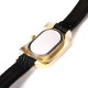 Fashion Women Oval Rhinestone Dial Leather Long Band Quartz Watch